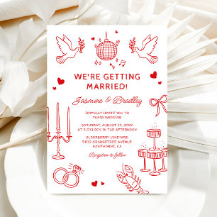 Invitación Boda caprichosa dibujada a mano