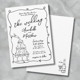 Invitación Boda Caprichosa Dibujada a Mano Extraña