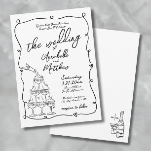 Invitación Boda Caprichosa Dibujada a Mano Extraña