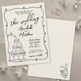 Invitación Boda caprichosa dibujada a mano extravagante vinta