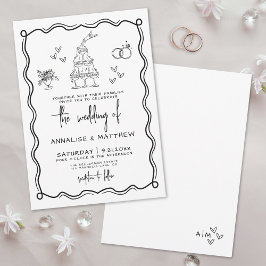 Invitación Boda Caprichosa Dibujada a Mano y Caprichosa