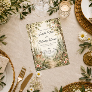 Invitación Boda caprichosa en el bosque de madera