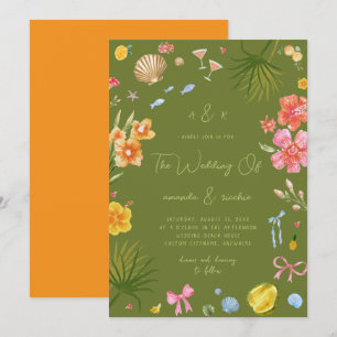 Invitación Boda caprichosa en la playa de una isla tropical c