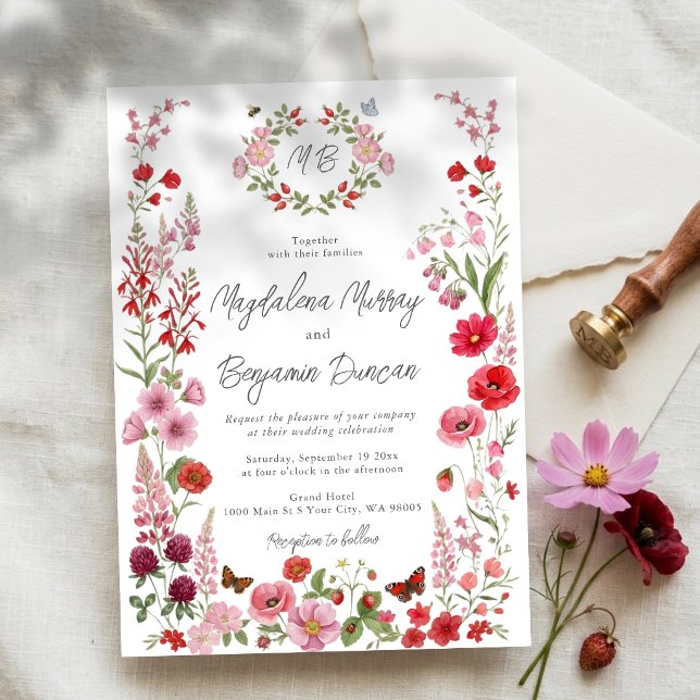 Invitación Boda caprichosa en pradera con flores silvestres r (Subido por el creador)