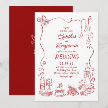 Boda caprichosa, extravagante y funky dibujada a m