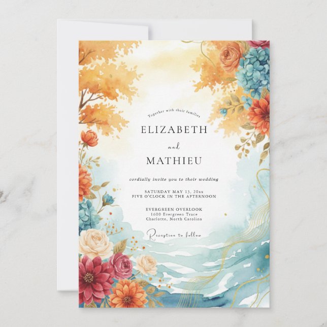 Invitación Boda Caprichosa Flor de Ámbar (Anverso)