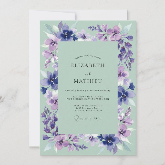 Invitación Boda Caprichosa Flor de Lavanda (Anverso)