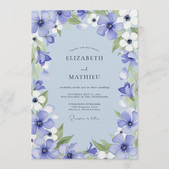 Invitación Boda Caprichosa Flor de Vinca (Anverso)