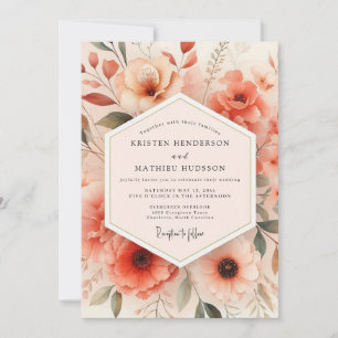 Invitación Boda Caprichosa Floral Coral