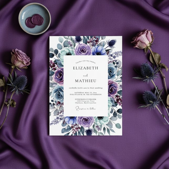 Invitación Boda Caprichosa Floral de Ciruela (Subido por el creador)