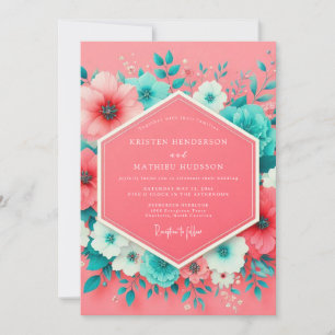 Invitación Boda Caprichosa Floral de Coral