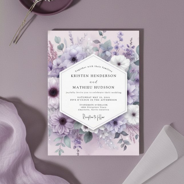 Invitación Boda Caprichosa Floral de Lavanda (Subido por el creador)