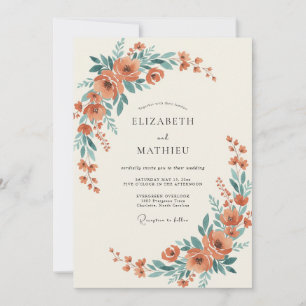 Invitación Boda caprichosa floral de terracota