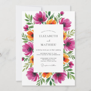 Invitación Boda caprichosa floral magenta