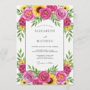 Invitación Boda Caprichosa Floral Magenta