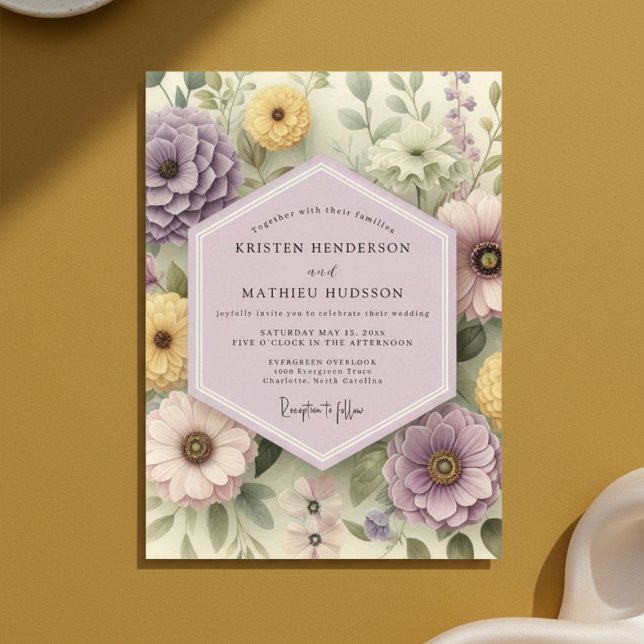 Invitación Boda Caprichosa Floral Malva (Subido por el creador)