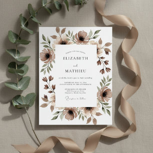 Invitación Boda Caprichosa Floral Marrón