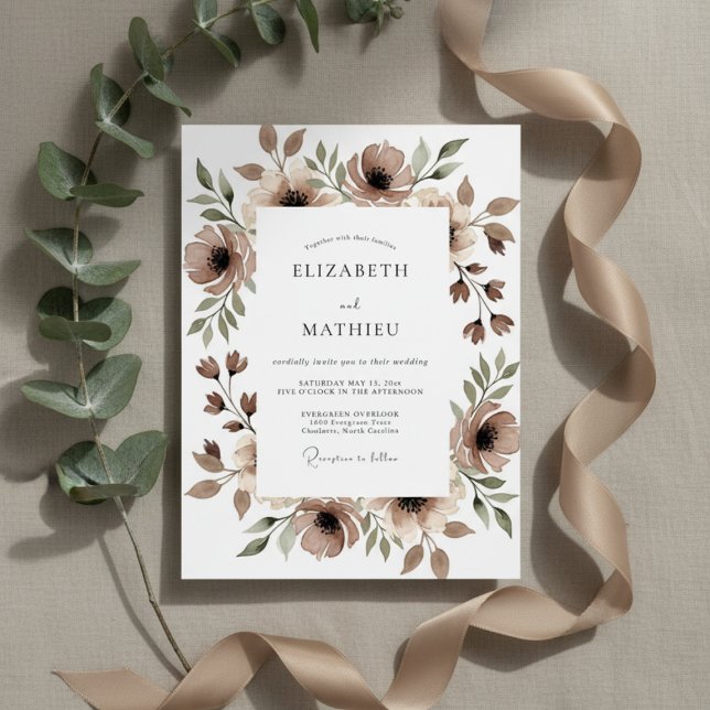 Invitación Boda Caprichosa Floral Marrón (Subido por el creador)