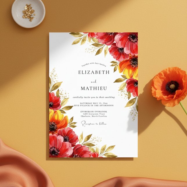 Invitación Boda Caprichosa Floral Roja (Subido por el creador)