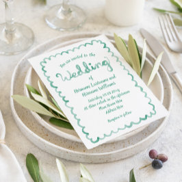 Invitación Boda caprichosa simple verde menta acuarela