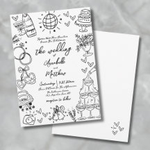 Boda Caprichosa y Caprichosa Dibujada a Mano