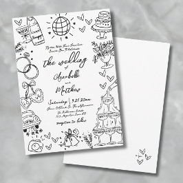 Invitación Boda Caprichosa y Caprichosa Dibujada a Mano