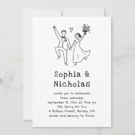 Invitación Boda Caprichosa y Original | Dibujo a Mano + QR