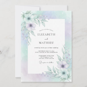 Invitación Boda caprichosa y soñadora de lavanda y menta