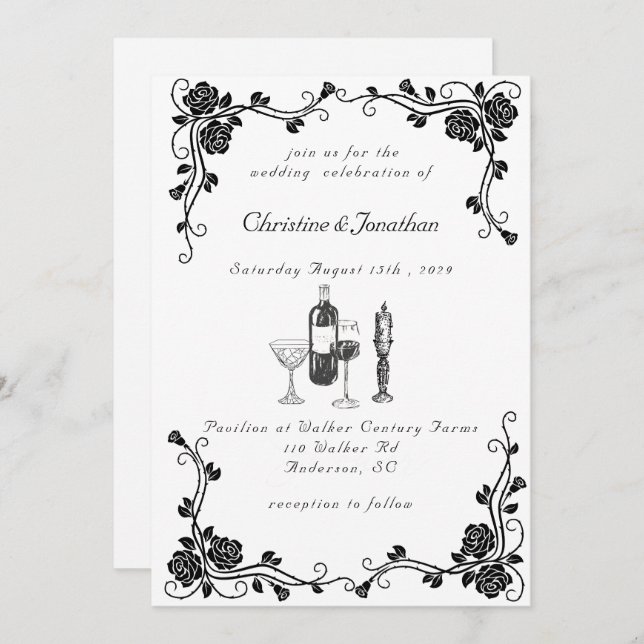 Invitación Boda caprichoso (Anverso / Reverso)