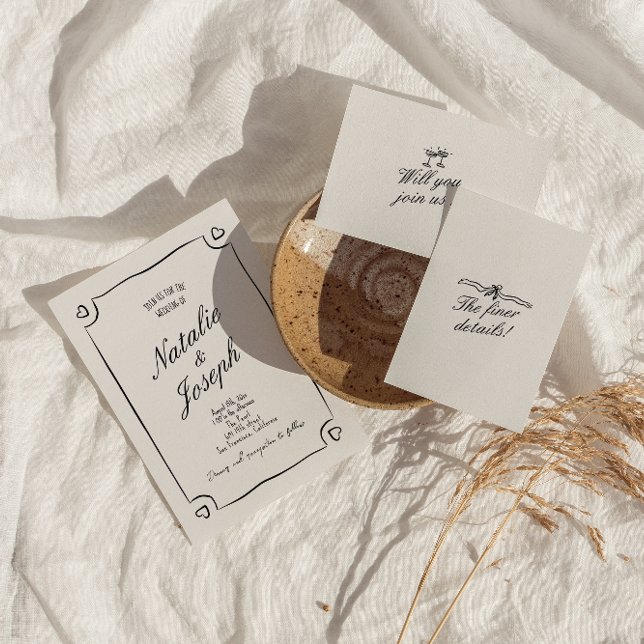 Invitación Boda caprichoso caprichoso de mano ilustrada (Subido por el creador)