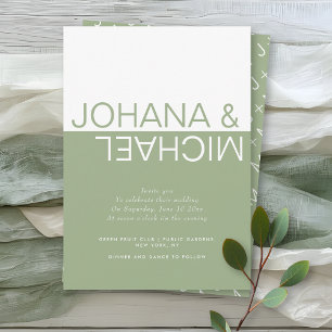 Invitación Boda caprichoso de bloques de color verde y blanco