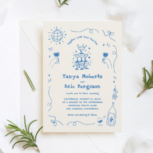Invitación Boda caprichoso de cóctel de mano con champagne