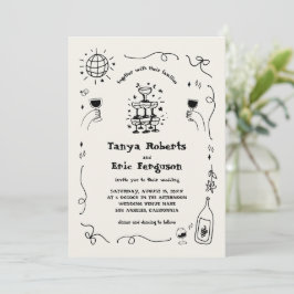 Invitación Boda caprichoso de cóctel de mano con champagne