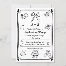 Boda caprichoso de garabatos dibujado a mano