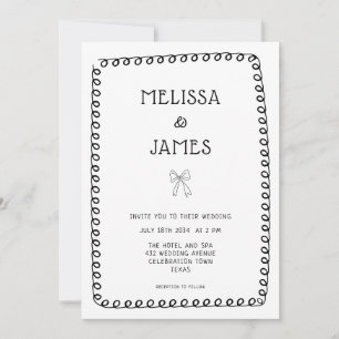 Invitación Boda caprichoso de garganta de mano dibujada