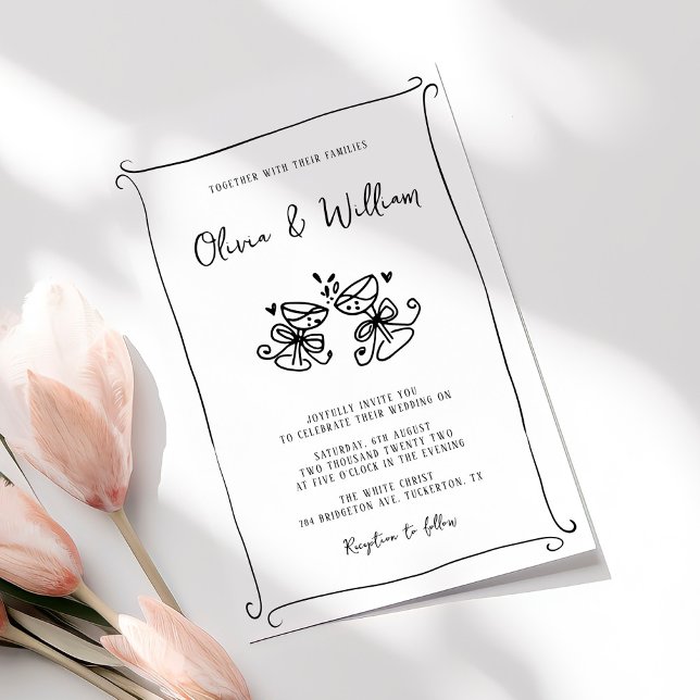 Invitación Boda caprichoso de mano moderna (Subido por el creador)