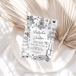 Invitación Boda caprichoso de mano negra y blanca