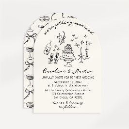 Invitación Boda caprichoso, dibujado a mano