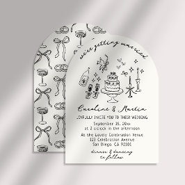 Invitación Boda caprichoso, dibujado a mano