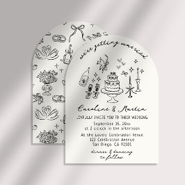 Invitación Boda caprichoso, dibujado a mano