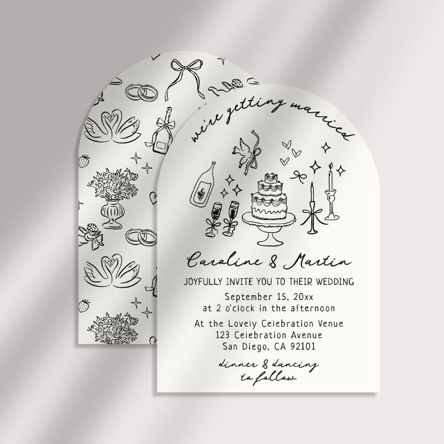 Invitación Boda caprichoso, dibujado a mano (Subido por el creador)