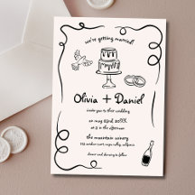 Boda caprichoso francés negro de mano dibujado