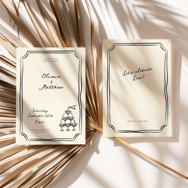 Invitación Boda caprichoso Torre Champagne (Subido por el creador)