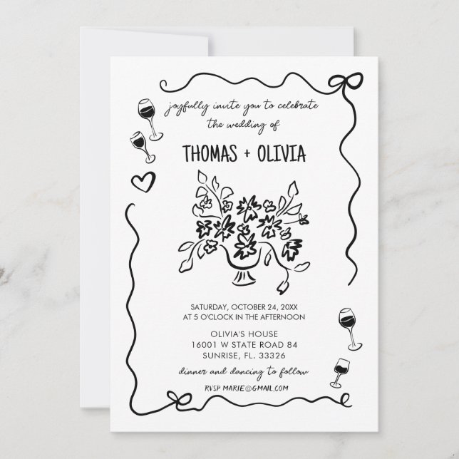 Invitación Boda caprichoso y caprichoso (Anverso)