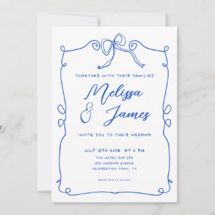 Invitación Boda caprichoso y caprichoso de mano azul