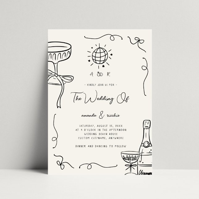 Invitación Boda captado por un monograma de diversión francés (✨✨ Edit colors in the Design Tool ✨✨)