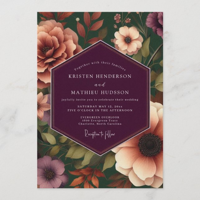 Invitación Boda Captivante y Malhumorada de Ciruela (Anverso)