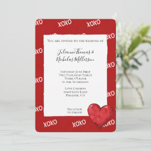 Invitación Boda Cardíaco XOXO Rojo