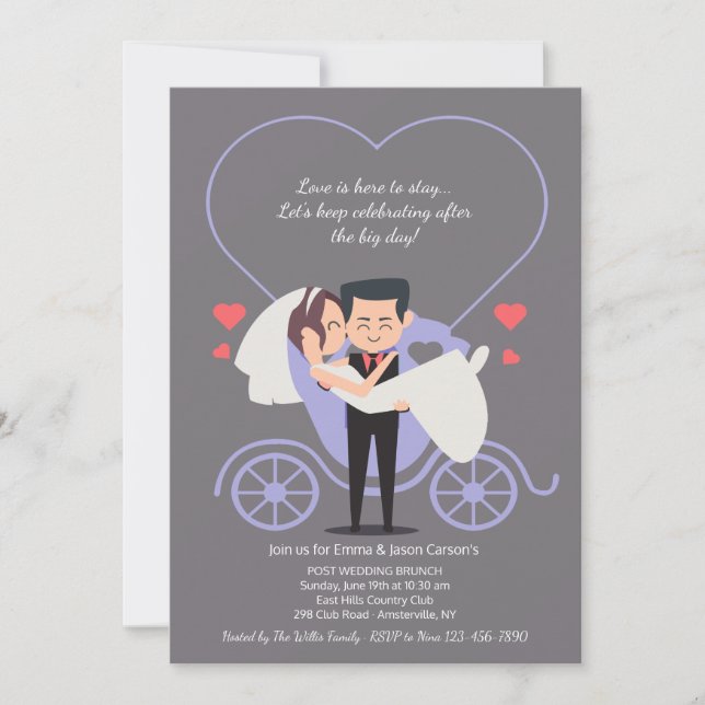 Invitación Boda Carril Gray Post Boda Brunch (Anverso)