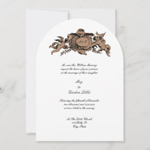 Invitación Boda Cartela Barroco Rococó Ángeles o Querubines